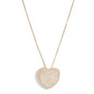 NWT CZ Gold/White CZ heart pave necklace
